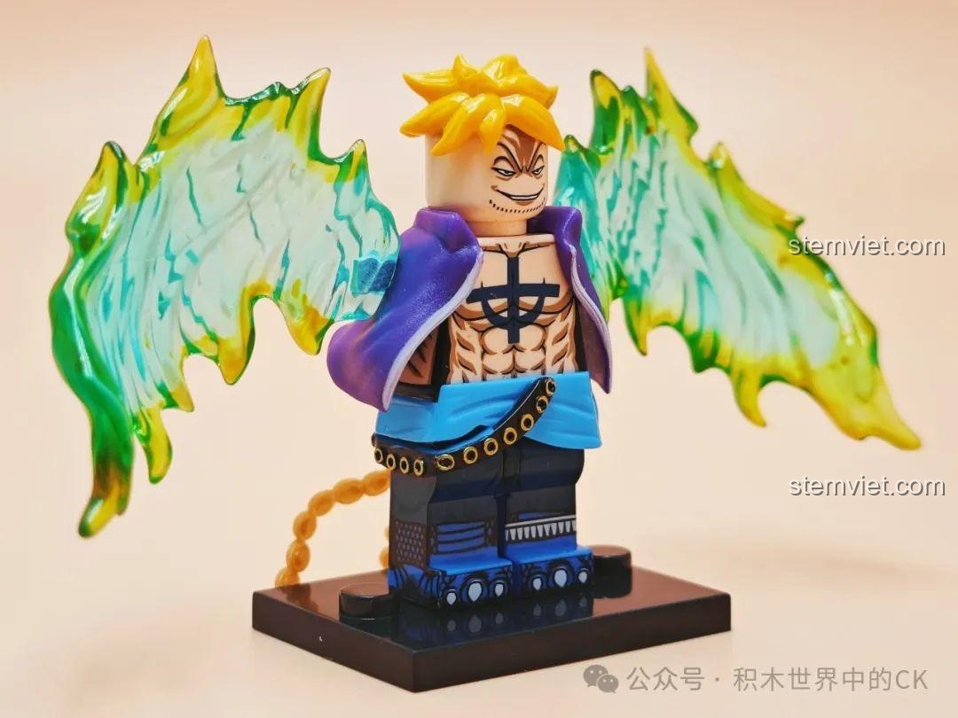 Minifigure Edward Newgate (Râu Trắng) XINH X0353 hoàn chỉnh với biểu cảm dữ dằn và cây đao.