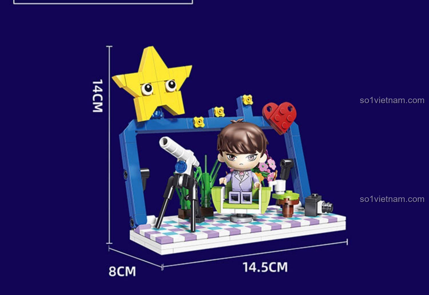 Chi tiết mô hình Sân khấu Tốt nghiệp R1SE 60004, các nhân vật minifigure của nhóm R1SE, đồ chơi sáng tạo