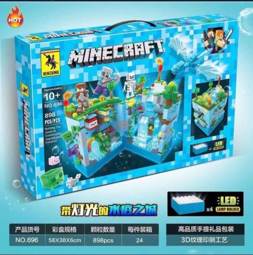 bộ lắp ghép Thành phố nước Minecraft RENZAIMA 696 có đèn LED, đồ chơi lắp ráp cho bé trai 10 tuổi, giá tốt