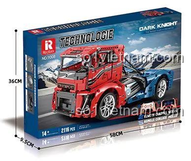 Hộp sản phẩm bộ đồ chơi xe tải Iron Knight / Dark Knight Reobrix 11008, 2116 chi tiết, 14+ tuổi, kích thước hộp 58x9.5x36cm