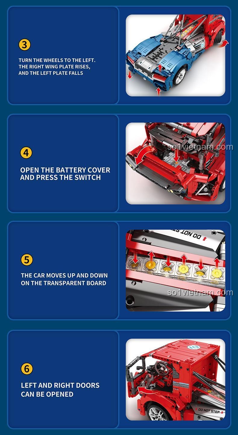 Chi tiết cánh quạt và khung xe của mô hình xe tải Iron Knight / Dark Knight Reobrix 11008