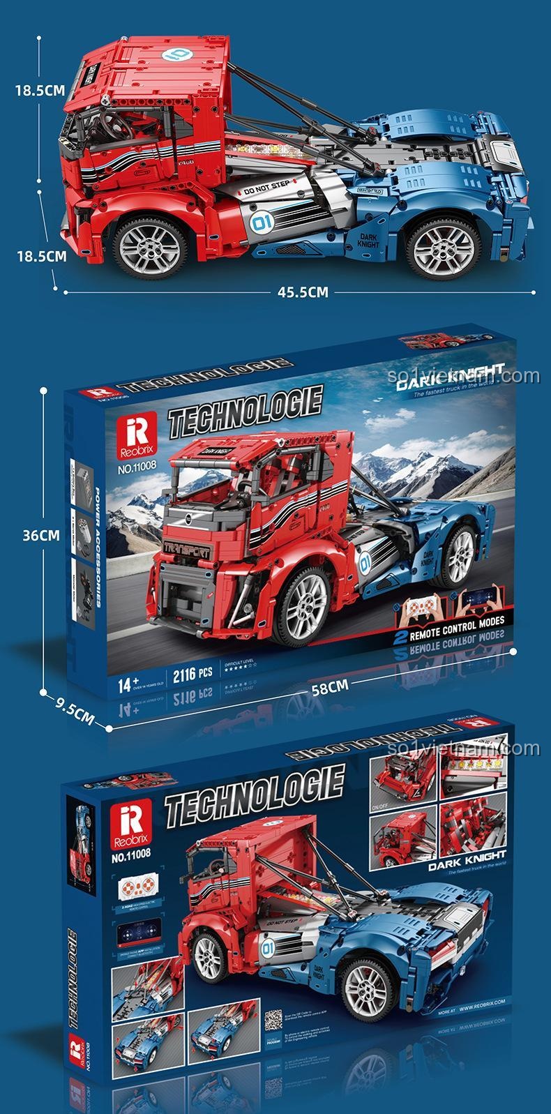 Chi tiết in ấn trên mô hình xe tải Iron Knight / Dark Knight Reobrix 11008