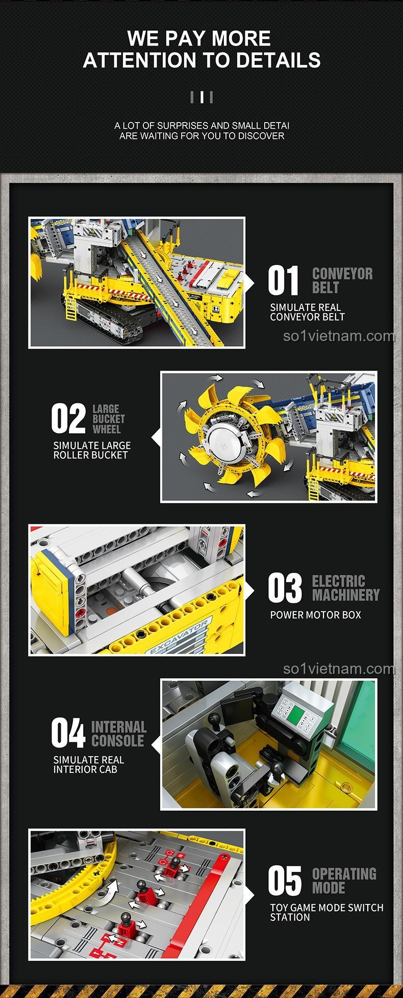 Máy đào bánh xích Reobrix 22017, khoang lái chi tiết, mô phỏng nội thất