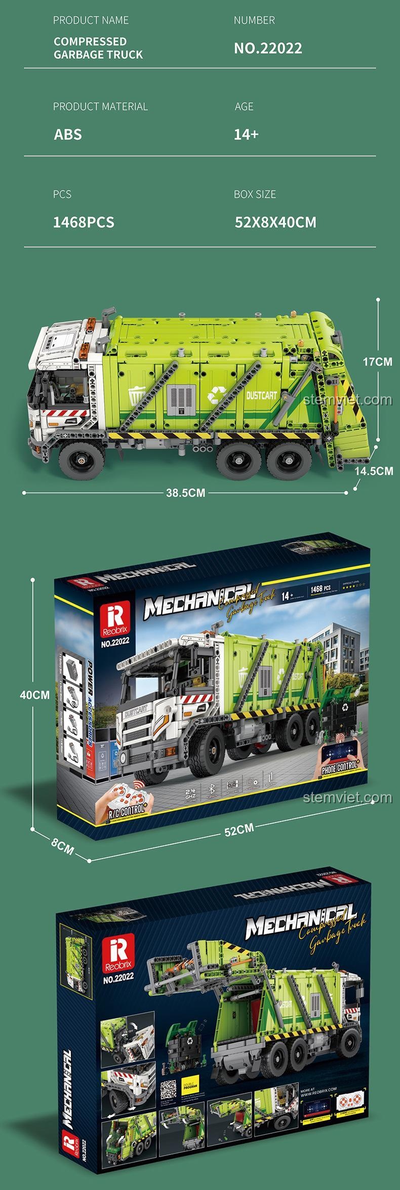 Thiết kế vận hành mô phỏng Xe Tải Ép Rác Reobrix 22022, bộ lắp ráp Xe Tải Ép Rác, tính năng cơ bản
