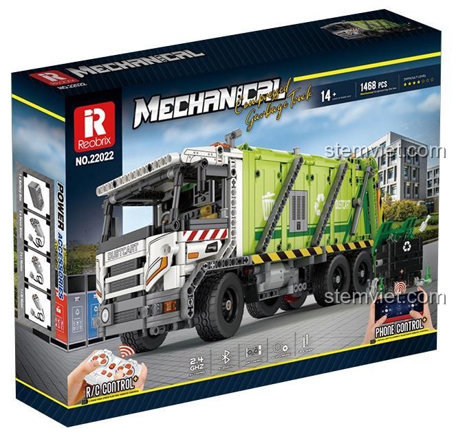 Hộp bộ lắp ráp Reobrix 22022 Xe Tải Ép Rác, đồ chơi xây dựng Xe Vệ Sinh Môi Trường, Reobrix 22022, giá tốt