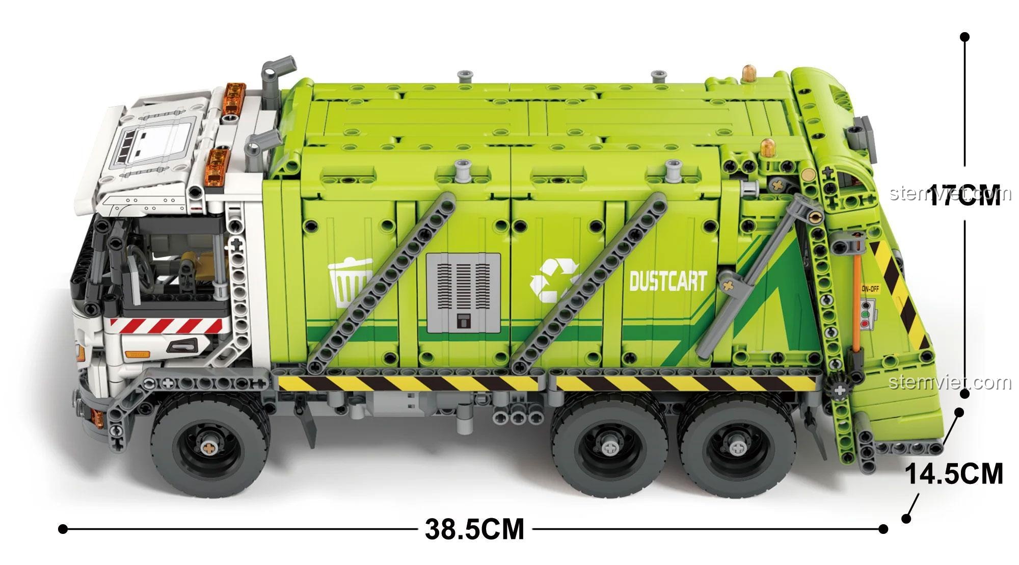 Kích thước mô hình Reobrix 22022 Xe Tải Ép Rác, Xe Rác Công Cộng 022, đồ chơi mô hình 22022, chi tiết cao