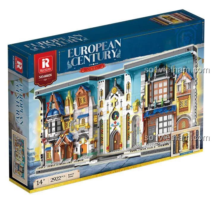 Bộ lắp ghép Reobrix 66026 Mô hình Phố Chợ Trung Cổ Châu Âu, đồ chơi mô hình kiến trúc tinh xảo có đèn LED, phù hợp thanh niên 14 tuổi, giá tốt.
