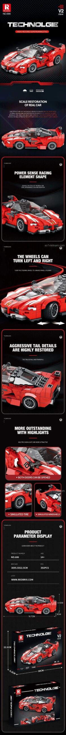 Cận cảnh mô hình xe Ferrari FXX-K V2 màu đỏ của Reobrix 686