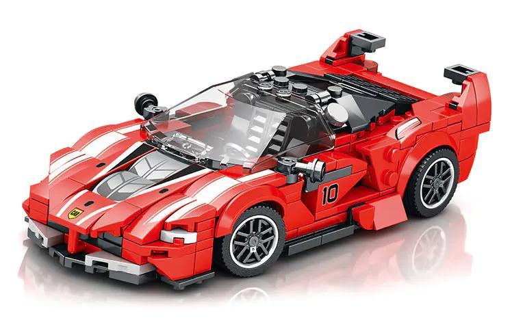 Mô hình xe Ferrari FXX-K V2 màu đỏ lắp ráp từ bộ đồ chơi Reobrix 686, có số chi tiết 392, dành cho trẻ 14 tuổi