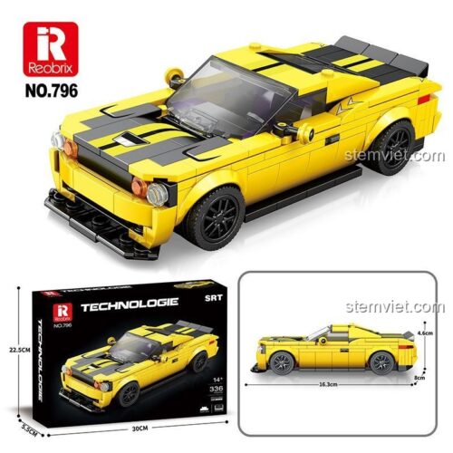 Hình ảnh góc chéo của bộ lắp ghép Xe Thể Thao Dodge SRT 796, một món đồ chơi mô hình giá rẻ cho con trai 14 tuổi.