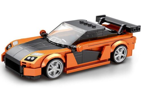 Bộ lắp ráp Mazda RX-7 Reobrix 804 màu cam đen, mô hình xe đua thể thao chi tiết cao, phù hợp con trai 14 tuổi, giá tốt.