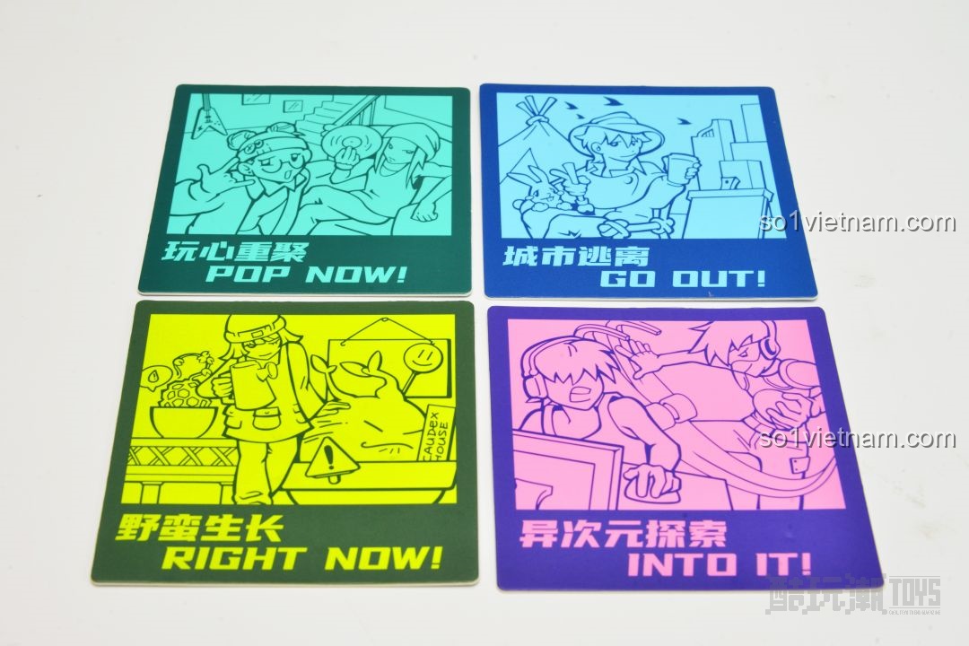 Bốn tấm thẻ minh họa các phong cách sống Gen Z đi kèm bộ mô hình AREA-X AX0080 X-BOX.