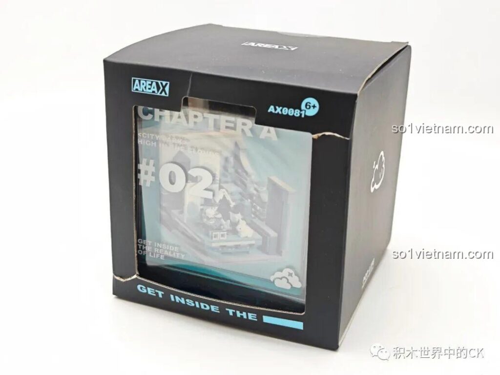 Hộp đồ chơi lắp ráp AREA-X AX0081 Khu cắm trại mini nhìn từ mặt trước, thiết kế sang trọng, có ô cửa sổ trong suốt. Review AREA-X AX0081.