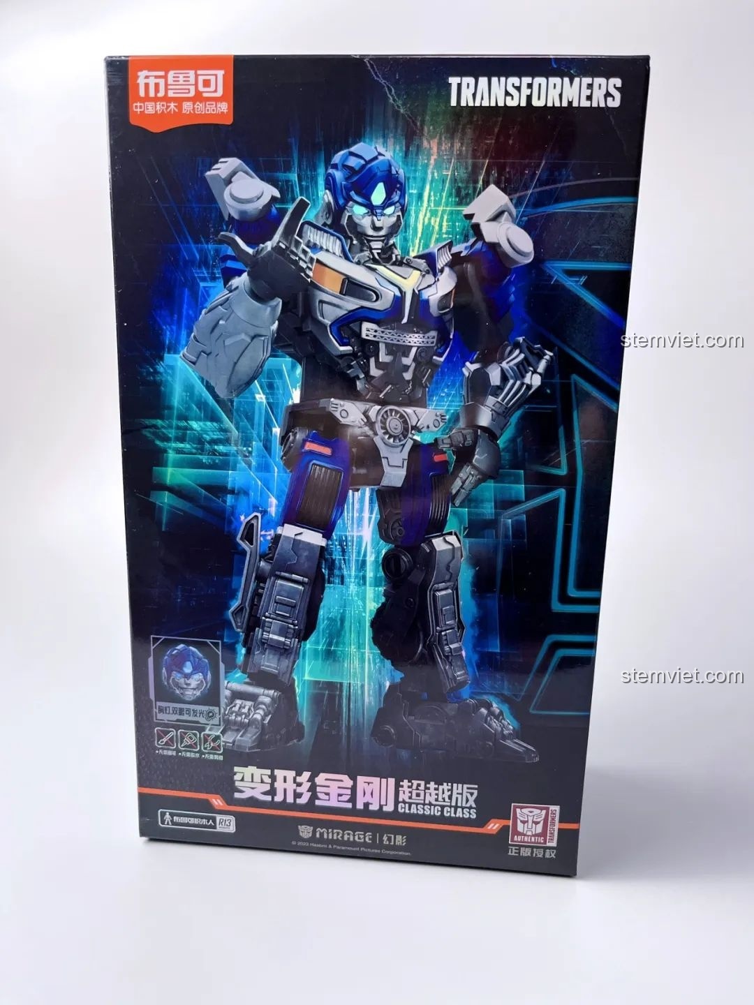 Mặt trước hộp đồ chơi BLOKEES 71151 Mirage Transformers Beyond Edition, hình ảnh Mirage sắc nét, nổi bật.