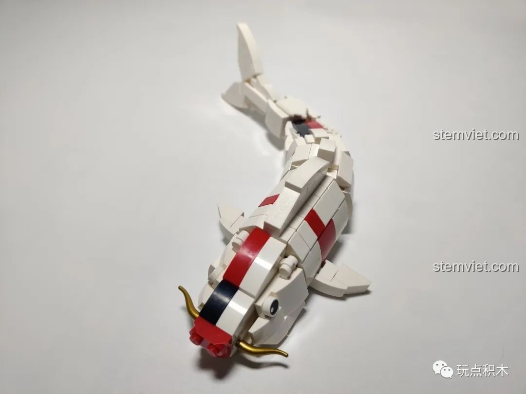 Góc nhìn nghiêng của chú cá chép trong bộ Cá Chép Hóa Rồng Pantasy 18001, chi tiết vây và đuôi.