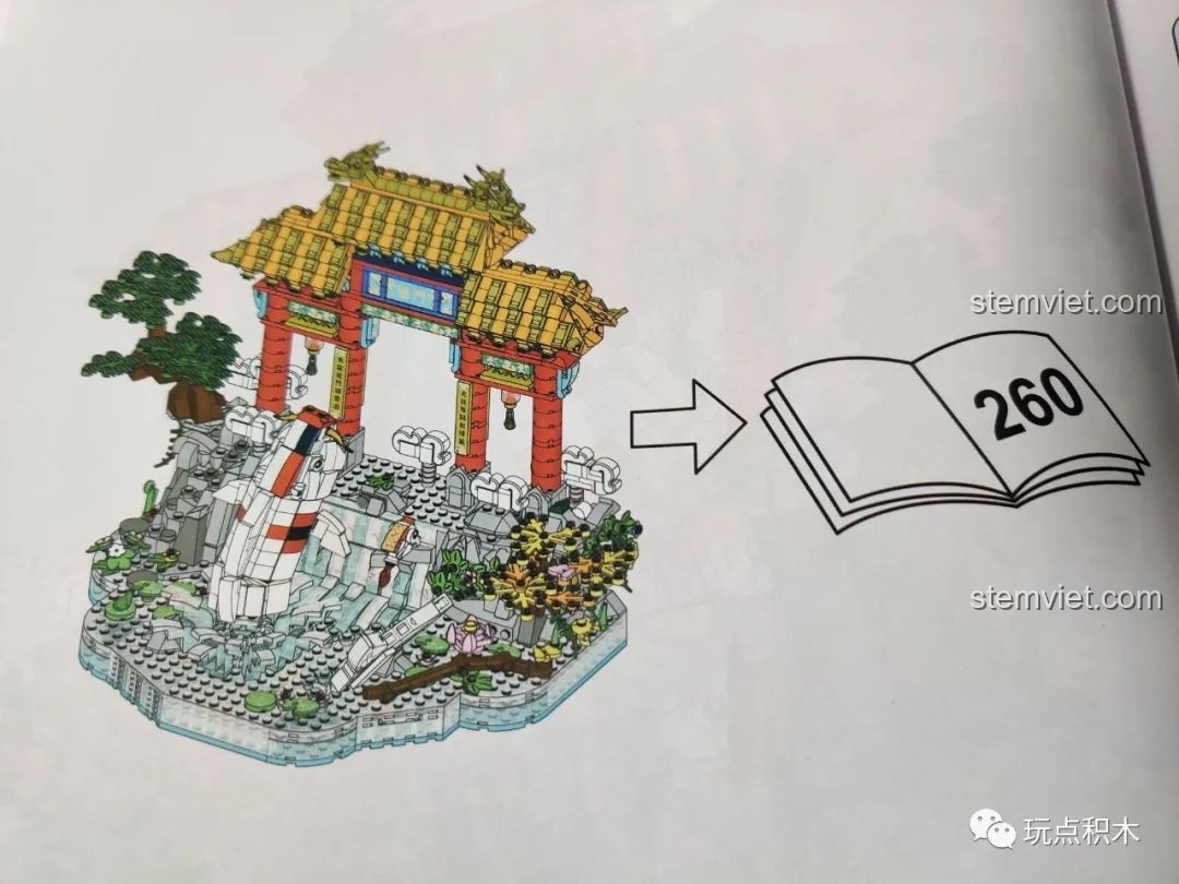 Cảnh quan tổng thể của bộ Cá Chép Hóa Rồng Pantasy 18001 với lá sen và hiệu ứng nước bắn.