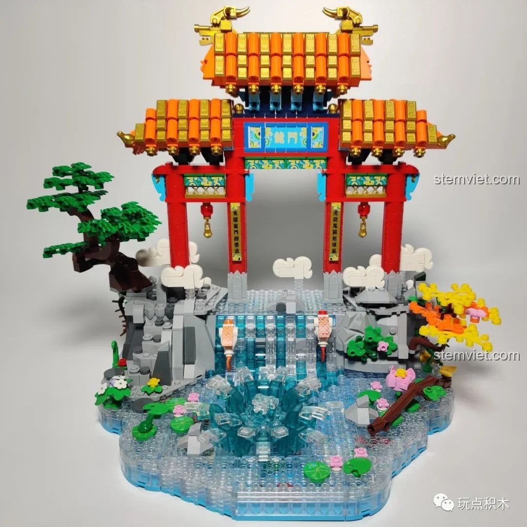 Nội dung túi số 6 của bộ lắp ghép Cá Chép Hóa Rồng Pantasy 18001, chứa các mảnh ghép màu trắng và đỏ.