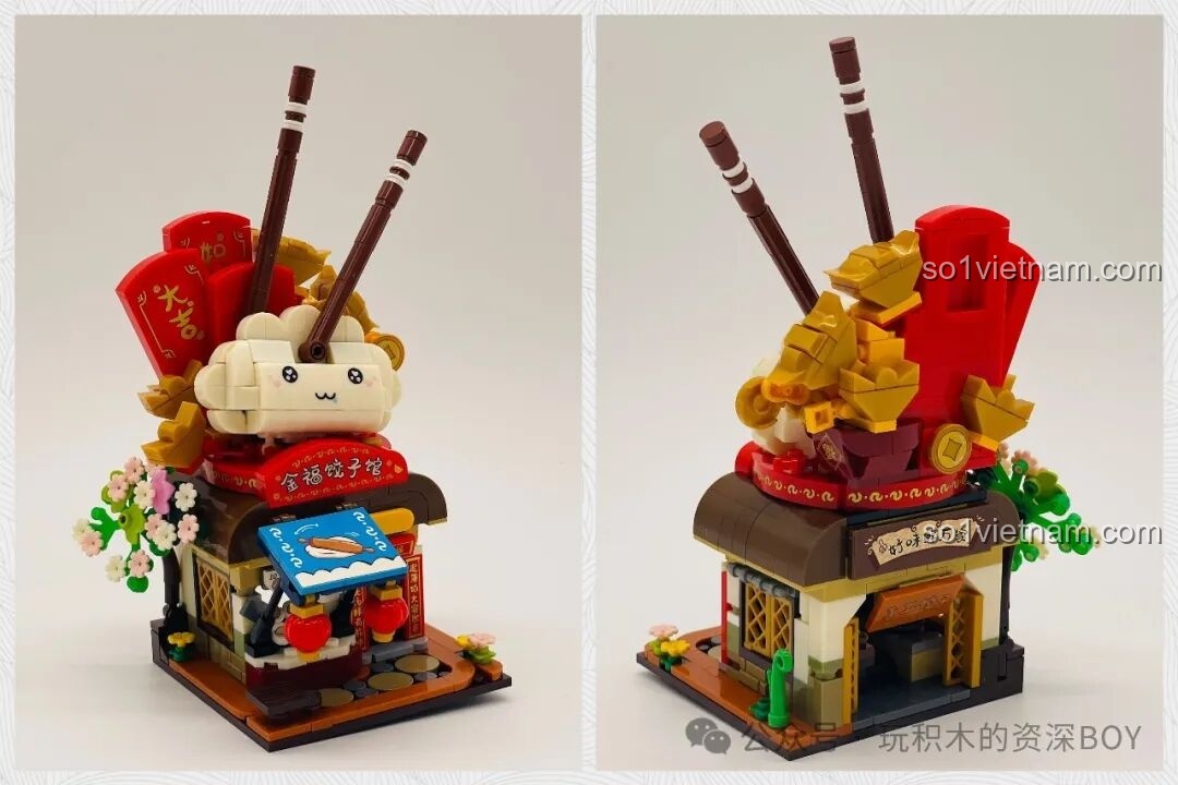 Chi tiết chày cán bột trên bộ lắp ráp Tiệm Bánh Bao Hương Cảng