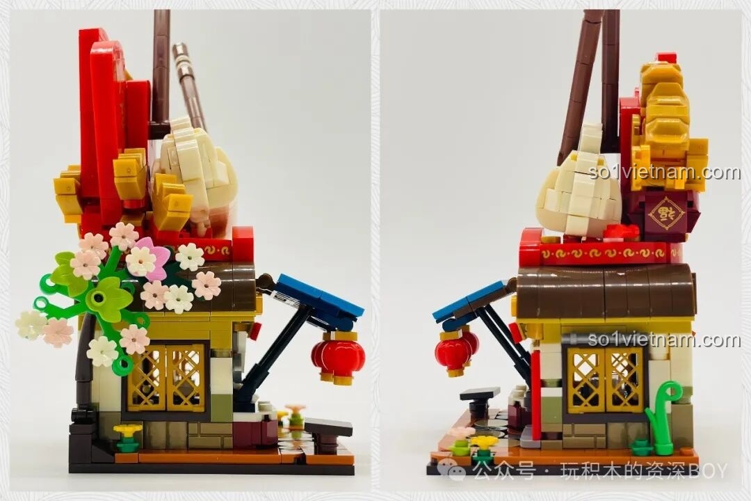 Chi tiết phần mây bánh bao biểu cảm trên bộ lắp ráp Tiệm Bánh Bao Hương Cảng