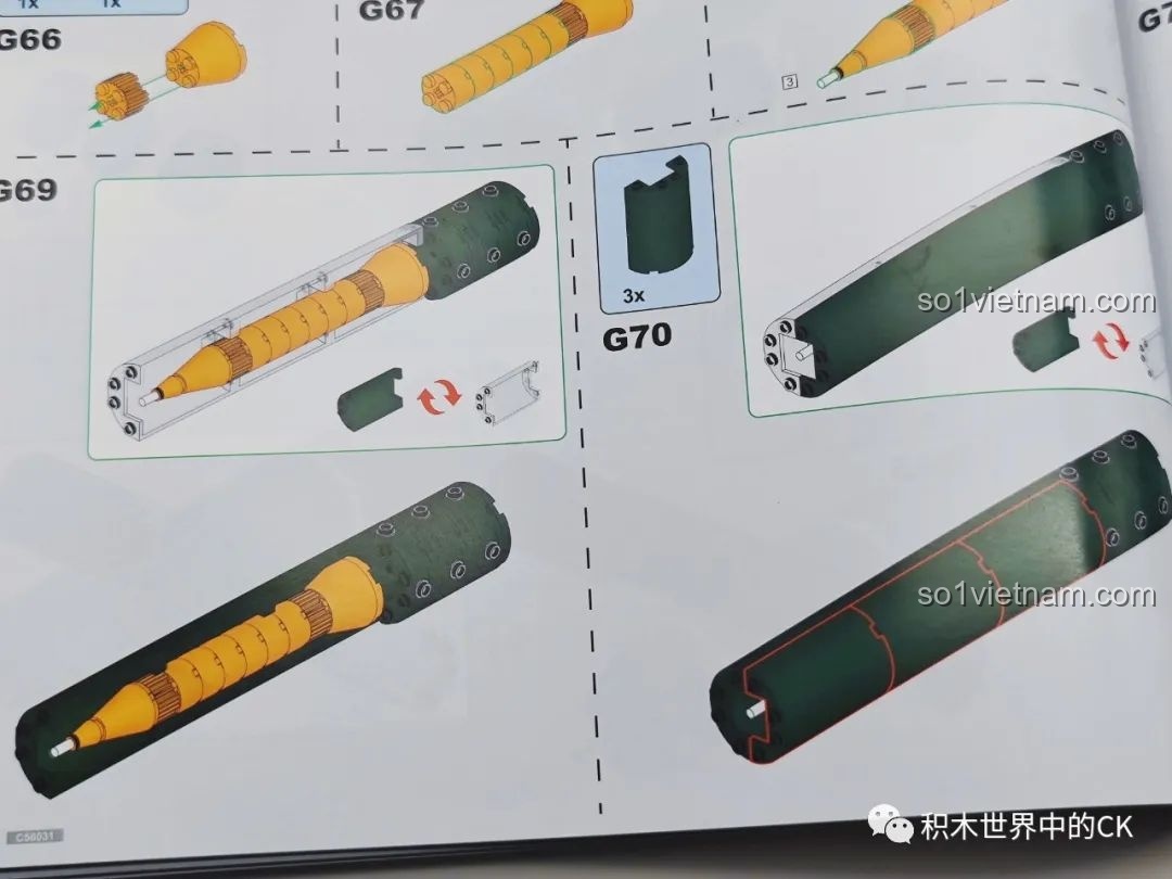 Trang hướng dẫn lắp đặt tên lửa lên xe chở của bộ CaDA C56031 DF-21D.