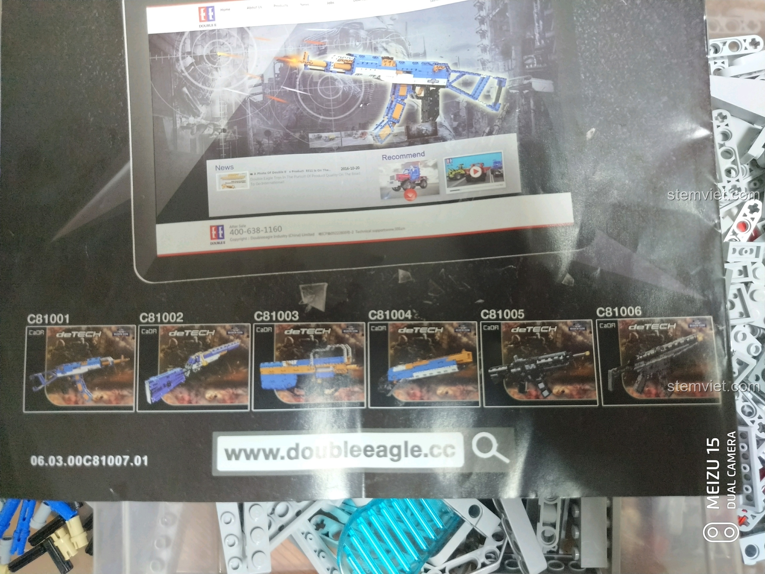 Một trang trong sách hướng dẫn lắp ráp CaDA C81007, hiển thị danh sách các chi tiết và tỉ lệ 1:1.