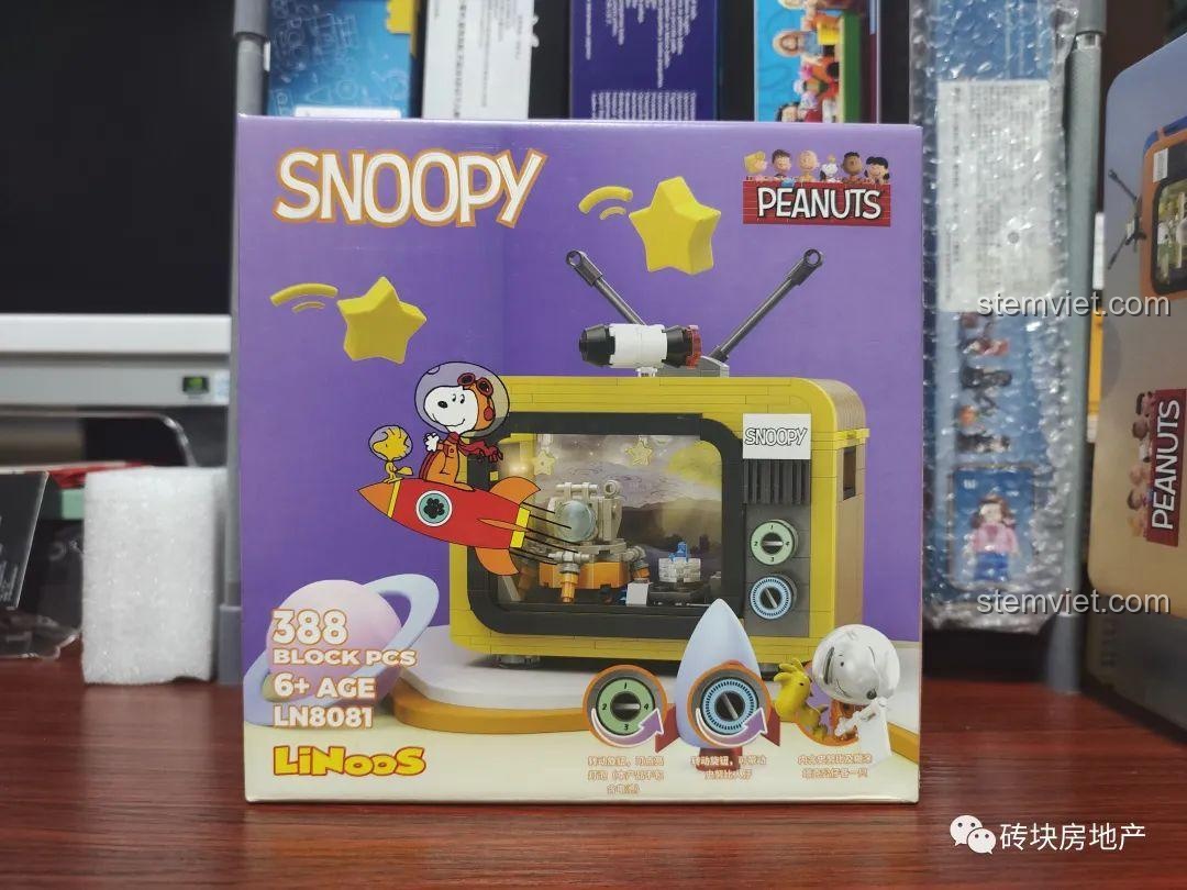 Hộp đồ chơi lắp ráp TV Snoopy phiên bản không gian LN8081