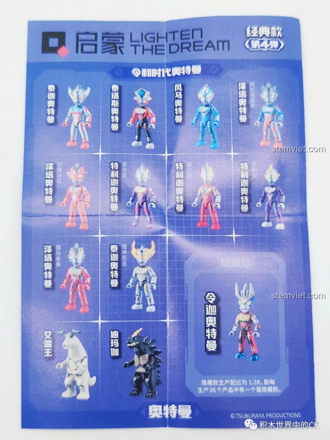 Danh sách đầy đủ 12 nhân vật trong bộ lắp ráp Ultraman 75025 Keeppley, bao gồm cả nhân vật ẩn hiếm.