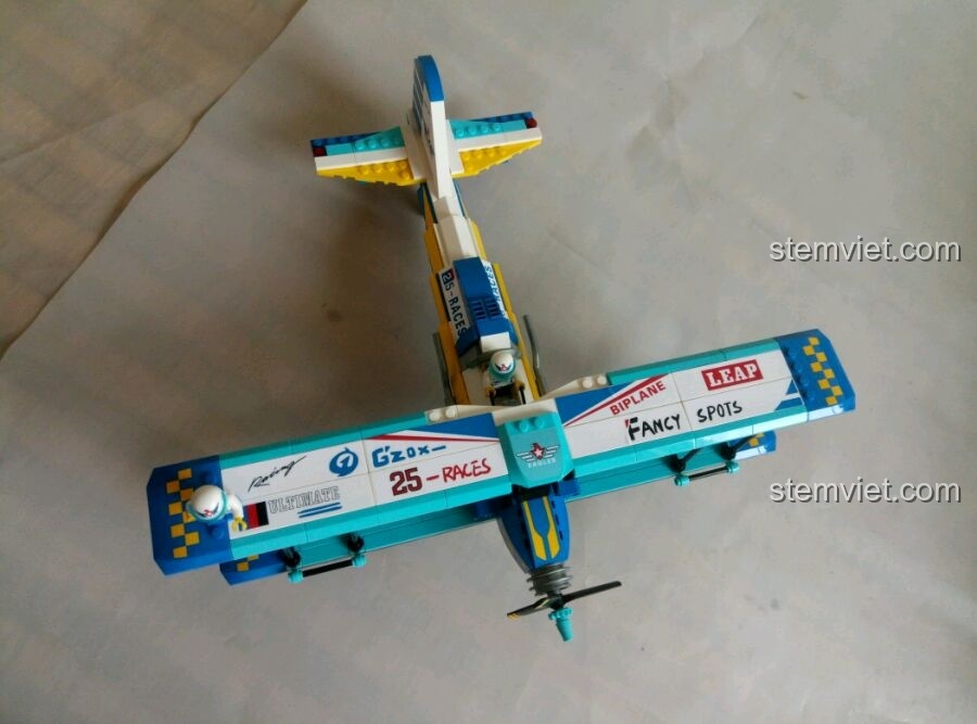 Ảnh chụp từ trên cao mô hình máy bay biểu diễn hai cánh Enlighten 1125, cho thấy sải cánh rộng và các chi tiết trên thân.