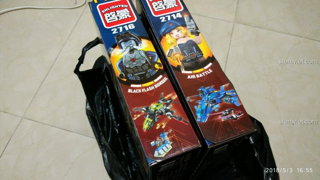 Hai hộp đồ chơi lắp ráp Enlighten 2716 và 2714, bộ khối lắp ghép Máy bay chiến đấu Enlighten giá tốt