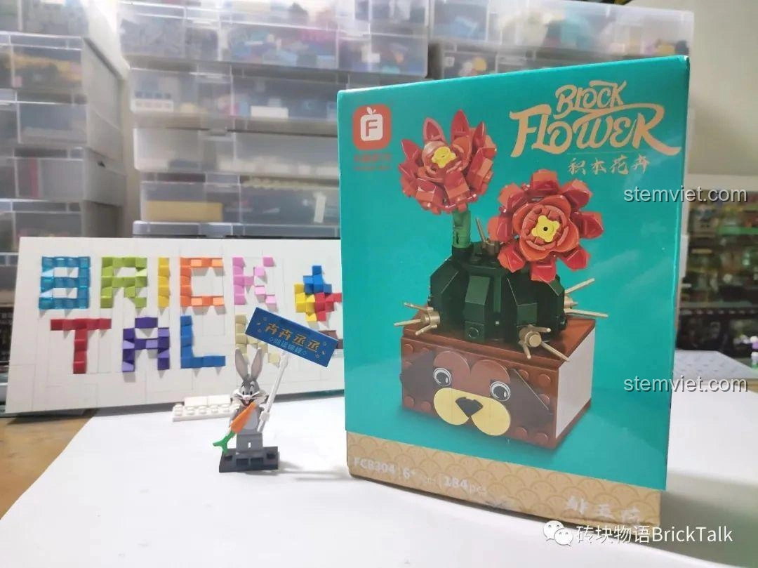 Hộp sản phẩm Forange FC8304 Mô hình Hoa Xương Rồng Nở Hoa với thiết kế bắt mắt, hứa hẹn trải nghiệm lắp ráp thú vị.