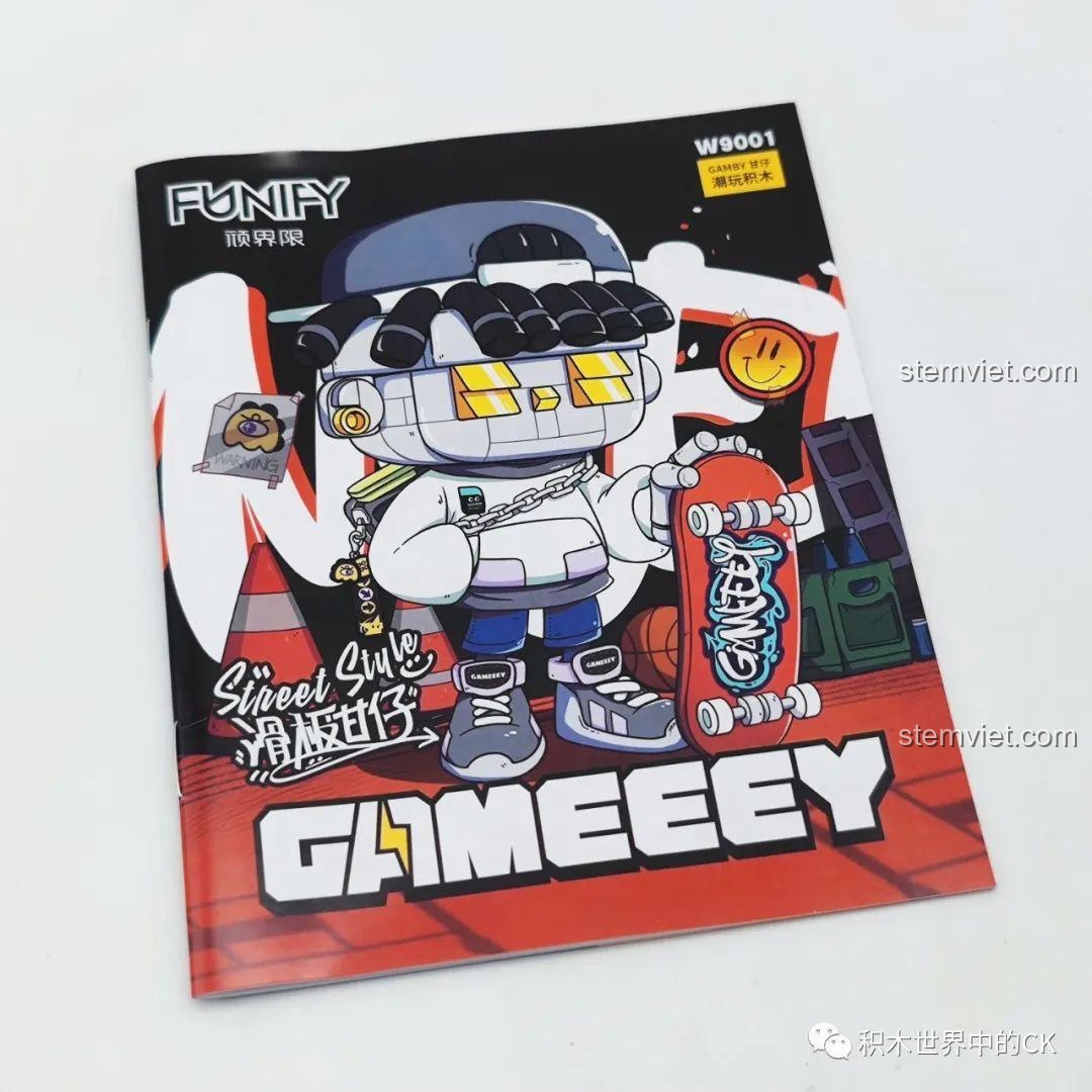 Sách hướng dẫn lắp ráp chi tiết của bộ đồ chơi Funify W9001 Mô hình Gameeey Trượt Ván.