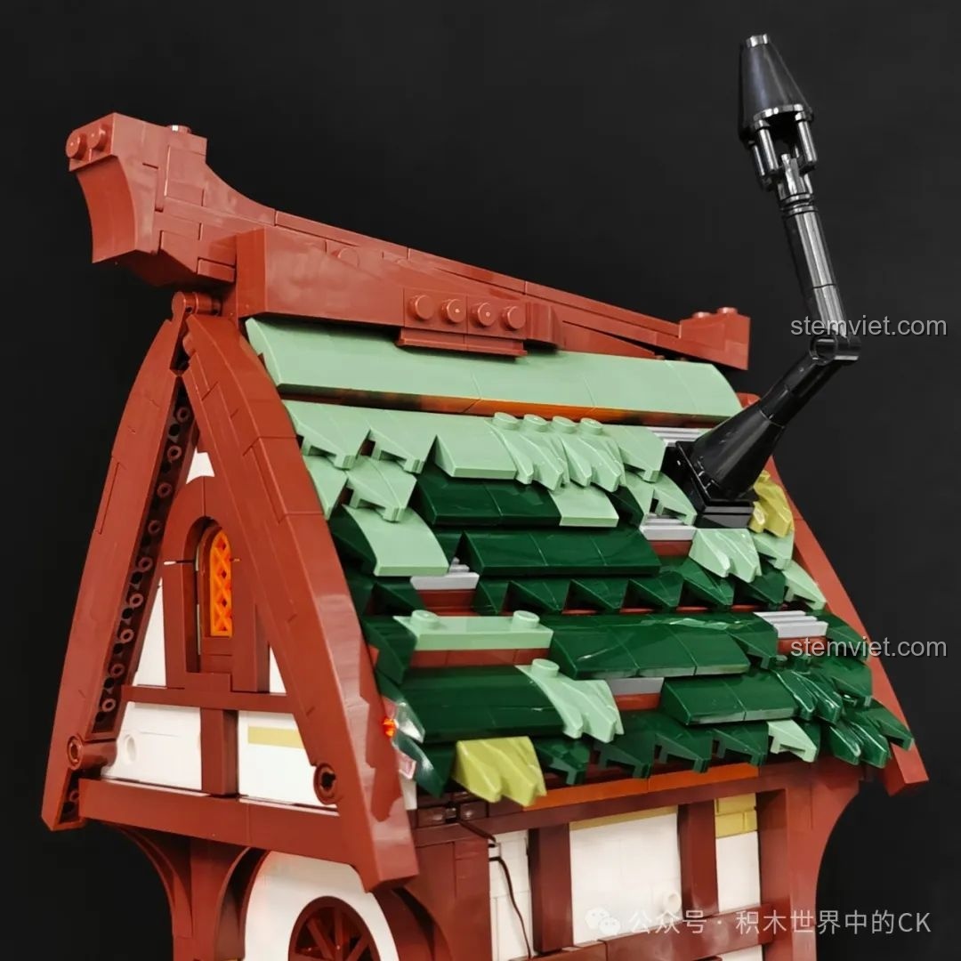 Cận cảnh các lọ thuốc và vật phẩm ma thuật trên kệ trong bộ FunWhole F9024 Tiệm Thuốc Thời Trung Cổ.