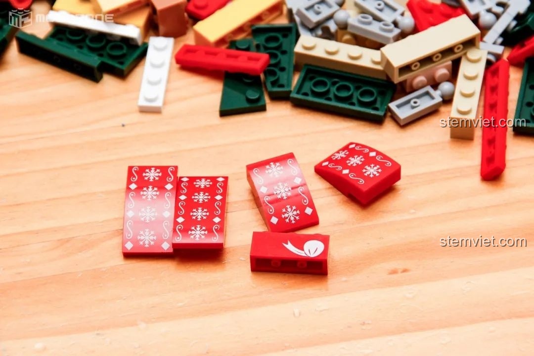 Phần đế hình tròn của Vòng Hoa Giáng Sinh JK5118 đang được lắp ráp, với các mảnh ghép màu nâu và be.