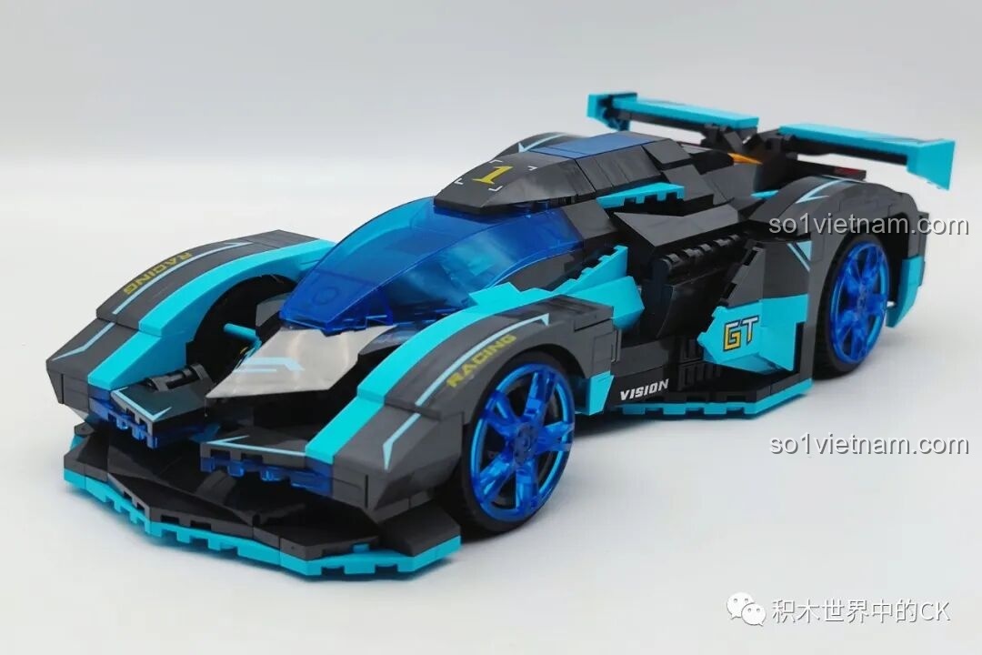 Mô hình JIESTAR 92019 Xe đua Vision GT RC đã hoàn thiện, nhìn từ góc phía trước.