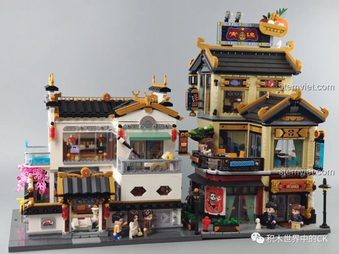 Toàn cảnh khu phố cổ Trung Hoa được tạo bởi mô hình Keeppley K18002 Tê Vân Tiểu Trúc và các bộ khác, rất ấn tượng.