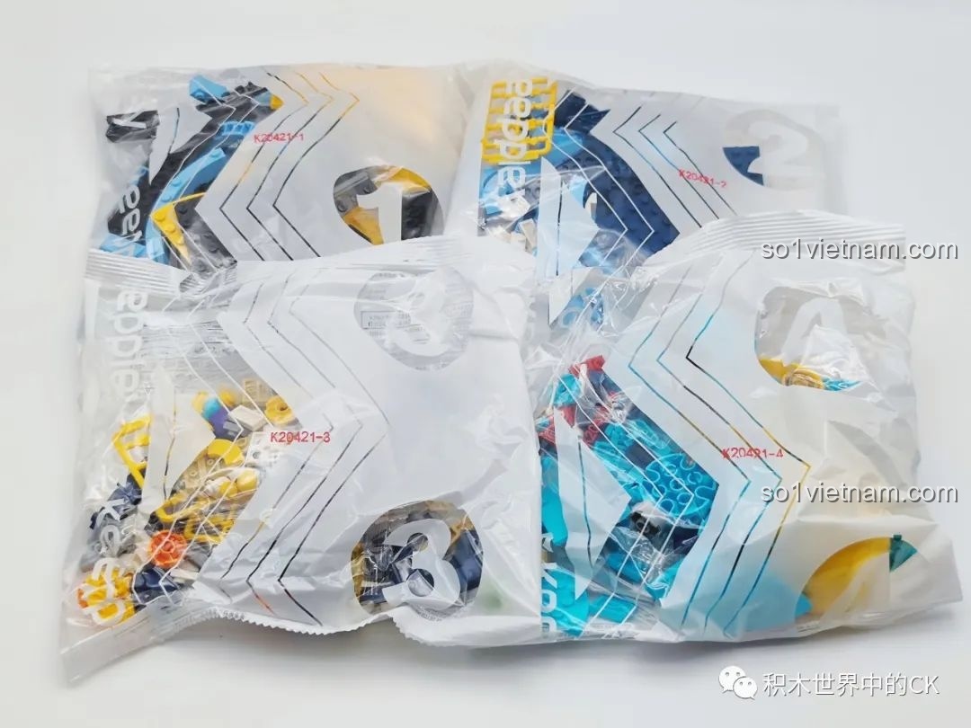 Các túi mảnh ghép Keeppley K20421 Doraemon được đánh số thứ tự, giúp quá trình lắp ráp diễn ra thuận lợi và có tổ chức.