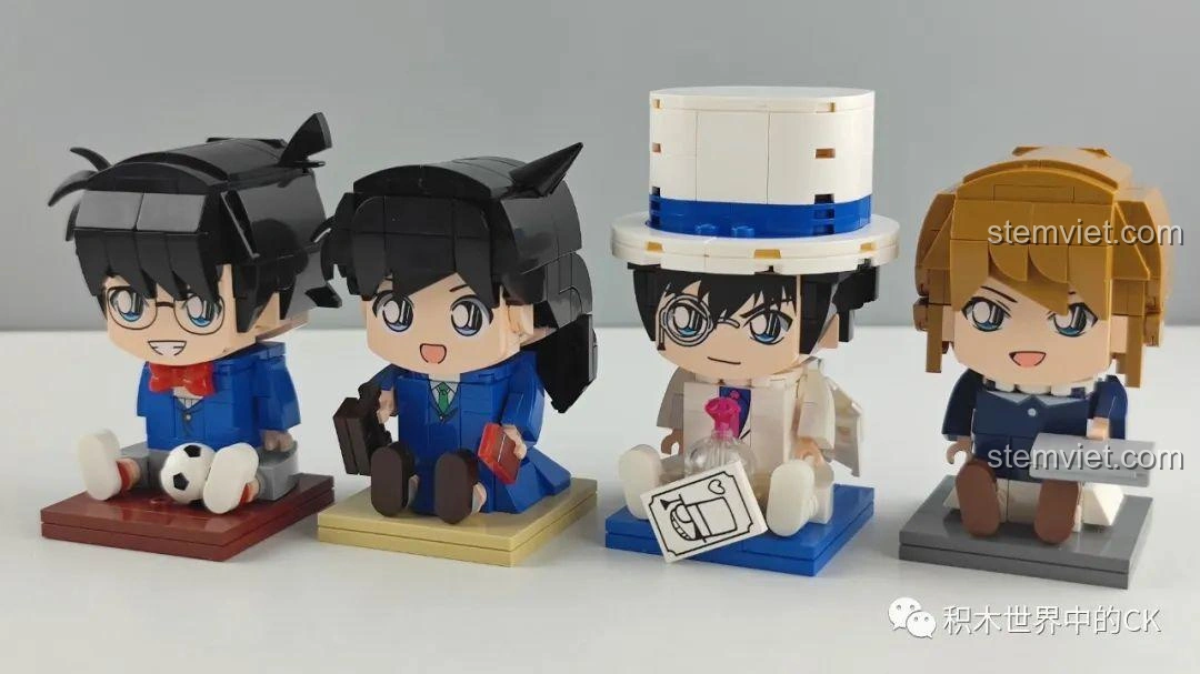 Bốn nhân vật đồ chơi lắp ráp Keeppley K20701 Edogawa Conan, Ran, Kaito Kid, Haibara Ai đã hoàn thành, review Keeppley K20701 Edogawa Conan.