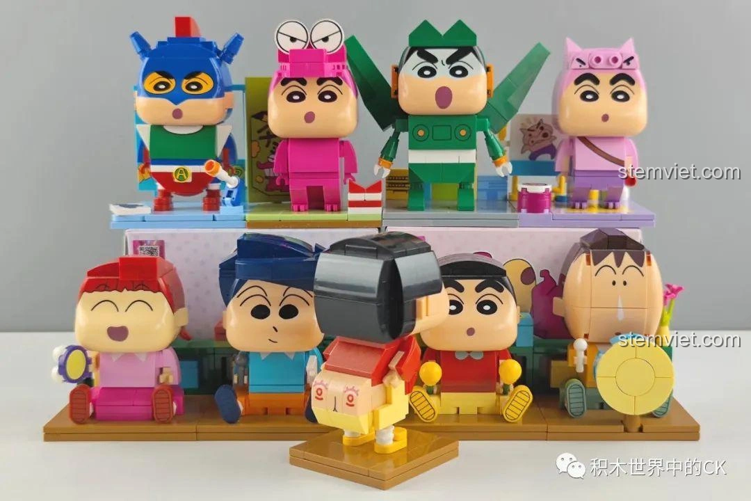 Toàn bộ 8 mô hình đồ chơi lắp ráp Keeppley K20701 Edogawa Conan và K20607 Shin-chan đã hoàn thành, review Keeppley K20701 Edogawa Conan.