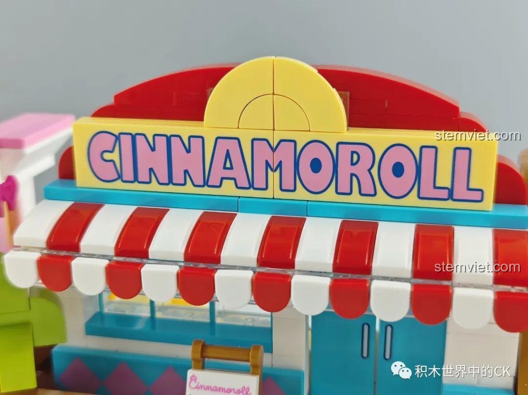 Khu vực ngồi chờ và quầy phục vụ bên trong mô hình Summer Coconut Ice Room Keeppley K20809 Cinnamoroll.