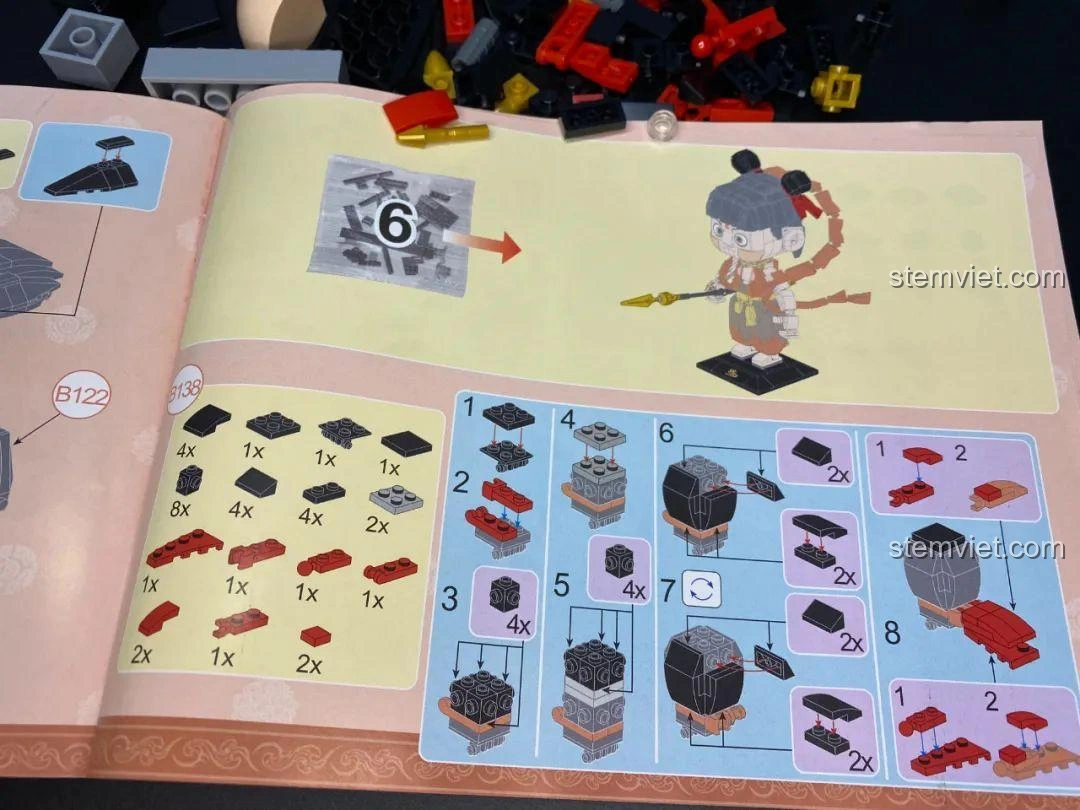 Đánh giá Keeppley S0103 Na Tra: Phần đầu đã hoàn thiện, sẵn sàng gắn vào thân.