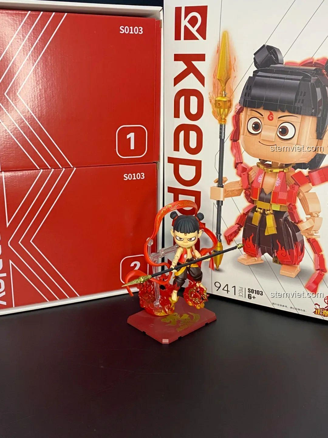 Mở hộp Keeppley S0103 Na Tra Ma Đồng Giáng Thế: Bên trong có hai hộp giấy nhỏ được đánh số.