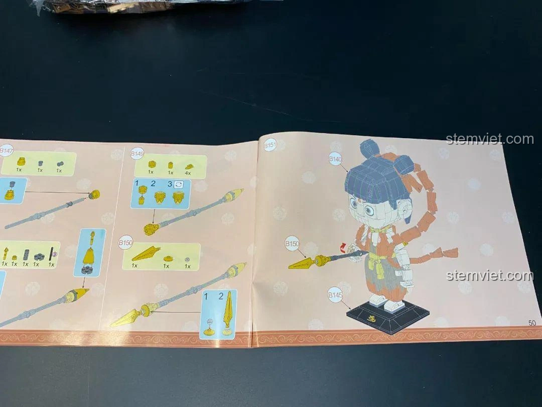 Bộ xếp hình Na Tra Ma Đồng Giáng Thế S0103: Trang cuối sách hướng dẫn hiển thị tổng số trang.