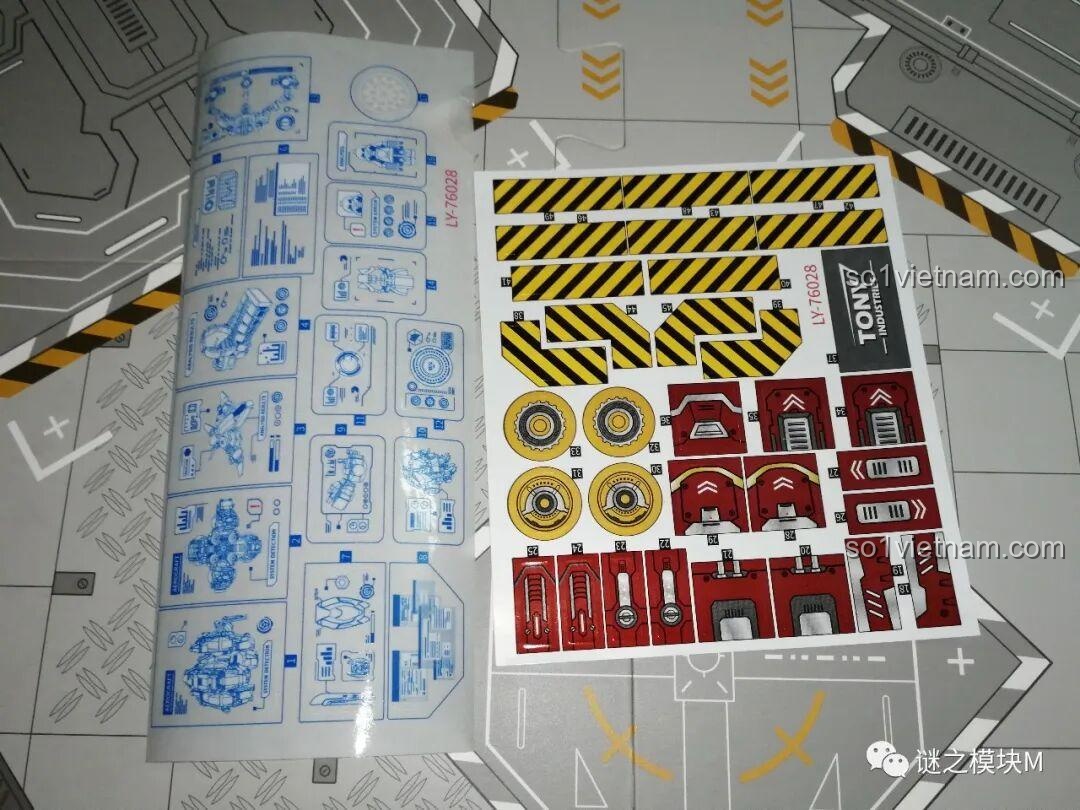 Sách hướng dẫn lắp ráp của bộ LY 76028 Căn Cứ Cơ Khí Thép Lớn Iron Man với hệ thống 'thanh tiến độ'. Review đồ chơi lắp ráp.