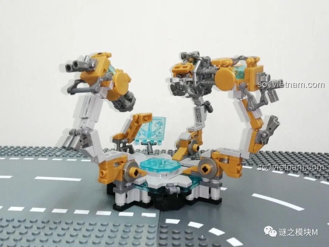 Góc nhìn khác của bàn tháo lắp giáp trong bộ LY 76028 Đại Hộ Vệ Thép Anh Hùng, thể hiện chi tiết cơ khí. Đánh giá LY 76028.