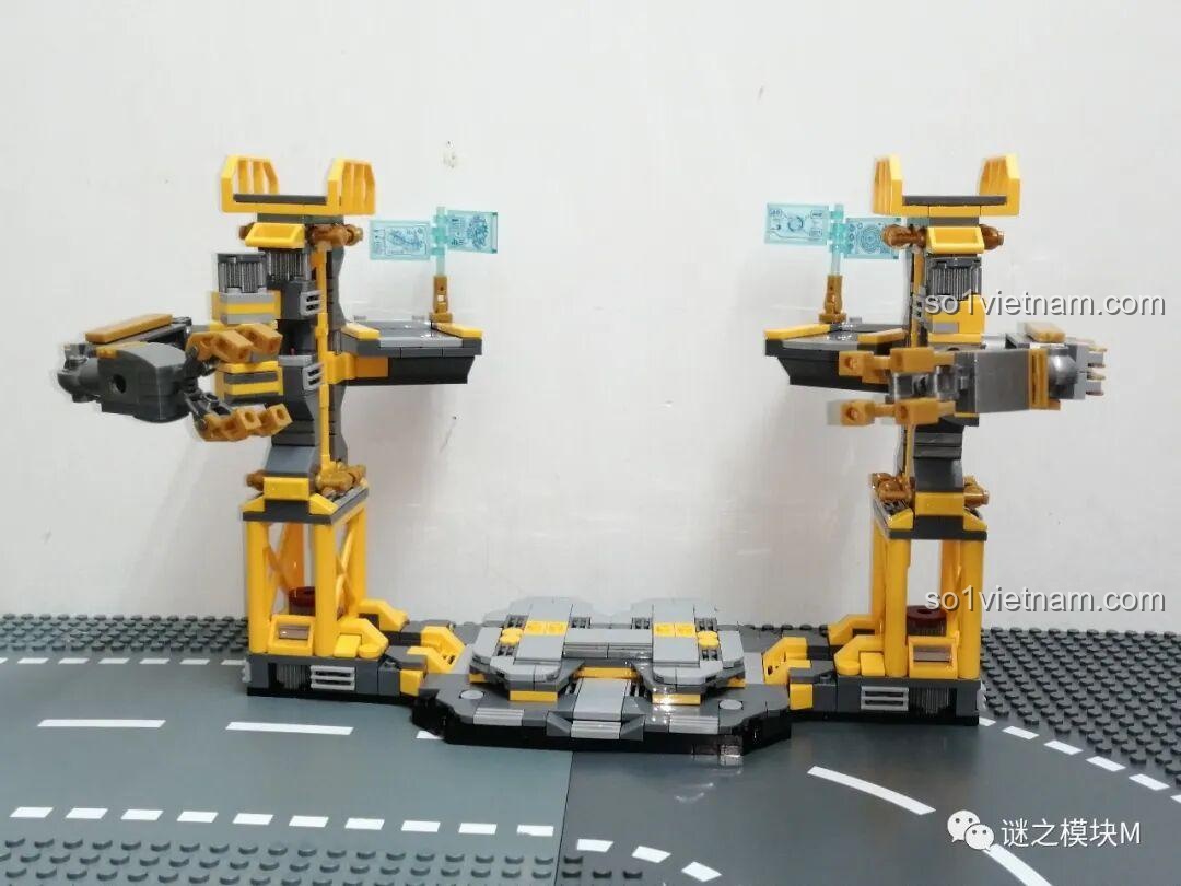 Hulkbuster khổng lồ của bộ LY 76028 Hulkbuster nhìn trực diện, mạnh mẽ và ấn tượng. Review đồ chơi lắp ráp.