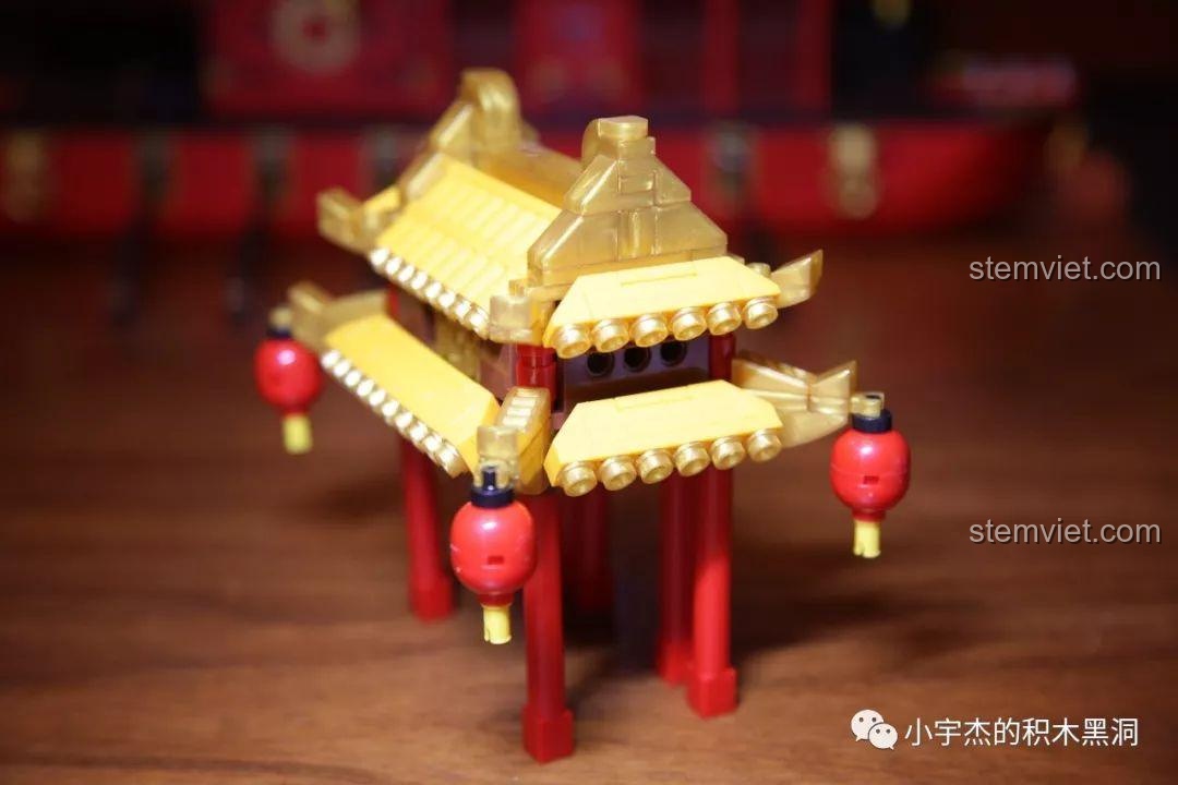 Đánh giá bộ xếp hình Mô Thuyền Rồng Cổ XB25002, góc nhìn nghiêng của 8 nhân vật minifigure.