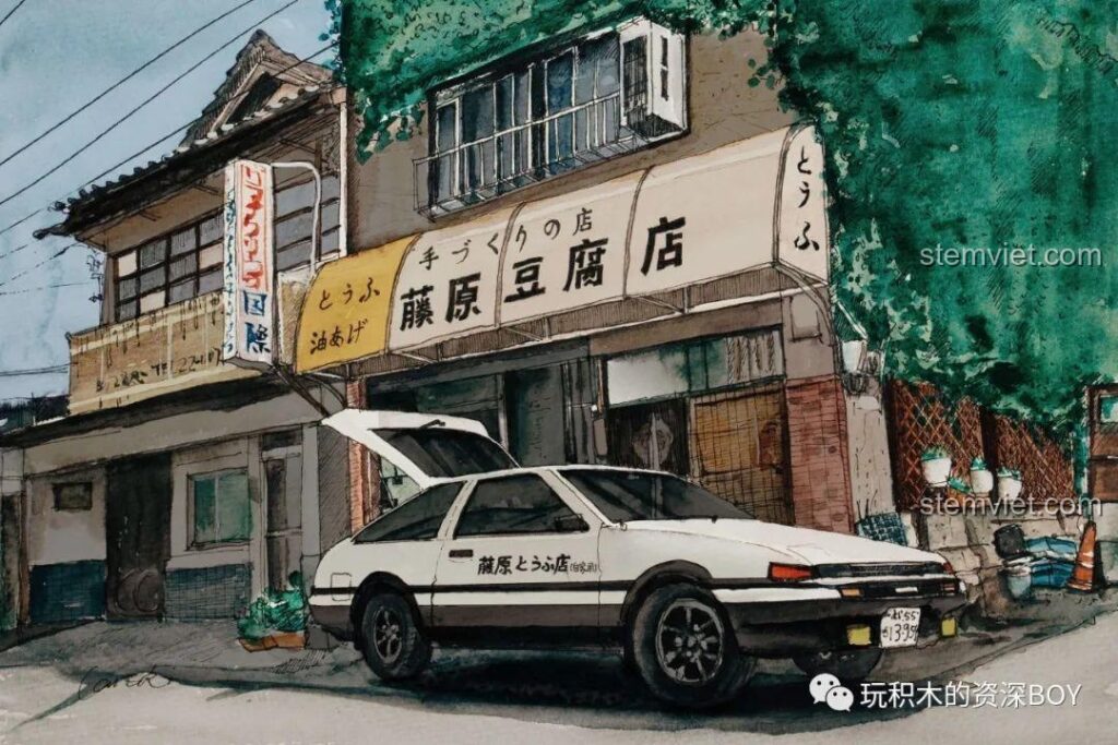 Hình ảnh minh họa chiếc Toyota AE86 huyền thoại trong bối cảnh Initial D, gợi nhớ về "cỗ máy giao đậu hũ" Takumi Fujiwara.