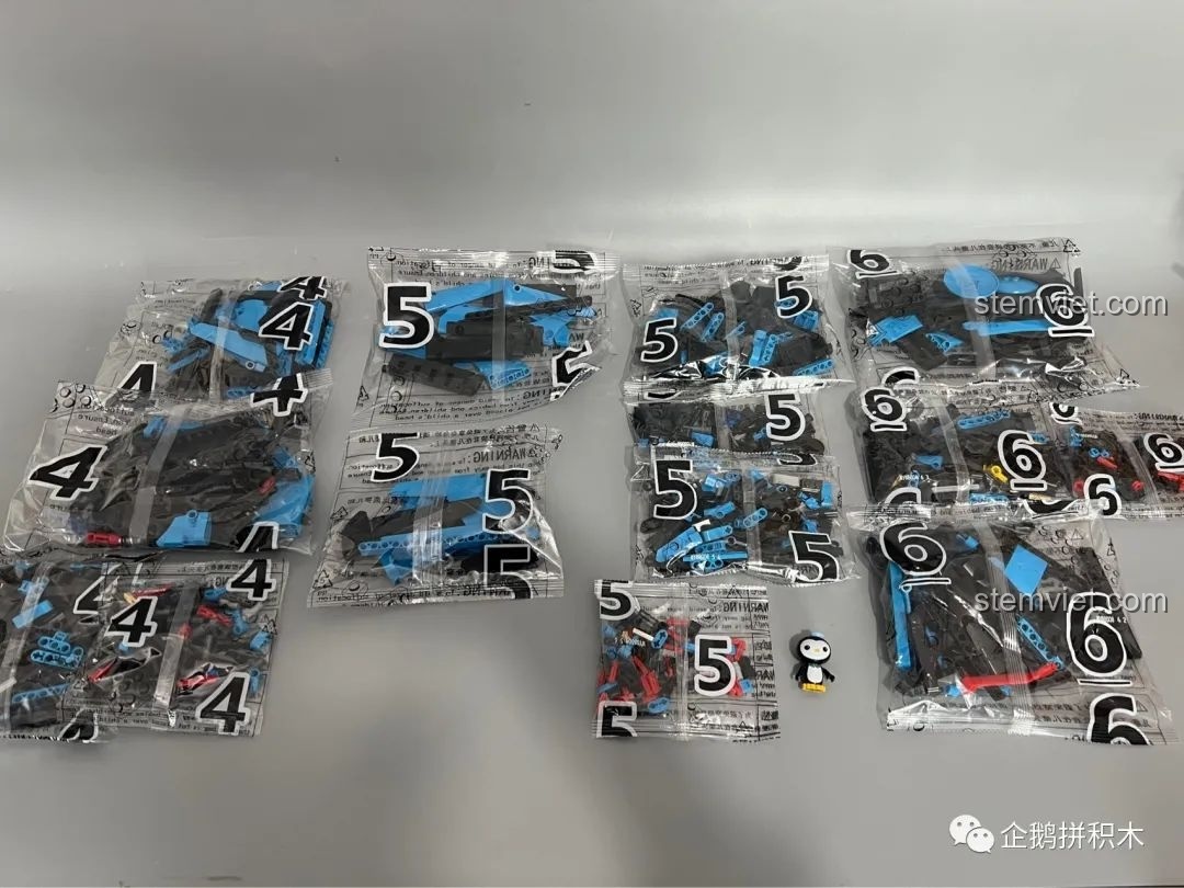 Các túi chi tiết được đánh số từ 4 đến 6 của bộ lắp ráp Moyu Block MY88008 Bugatti Bolide.