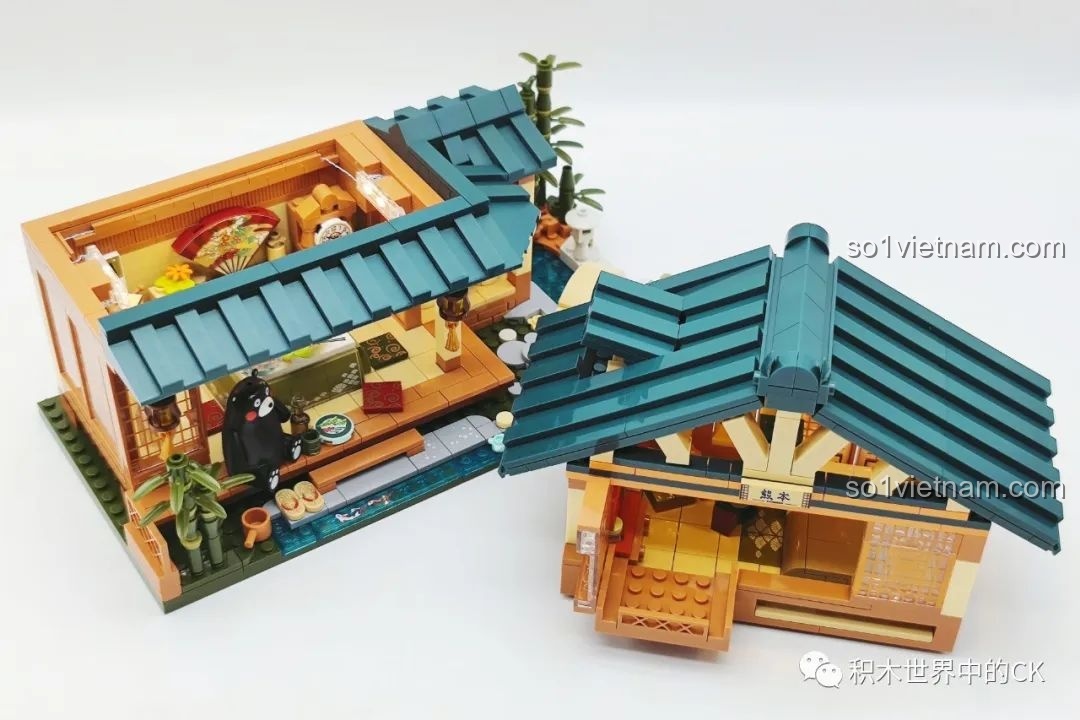 Góc nhìn từ trên xuống của Ngôi nhà Nhật Bản Kumamon inbrixx 880018, phô diễn bố cục tổng thể và các chi tiết mái.