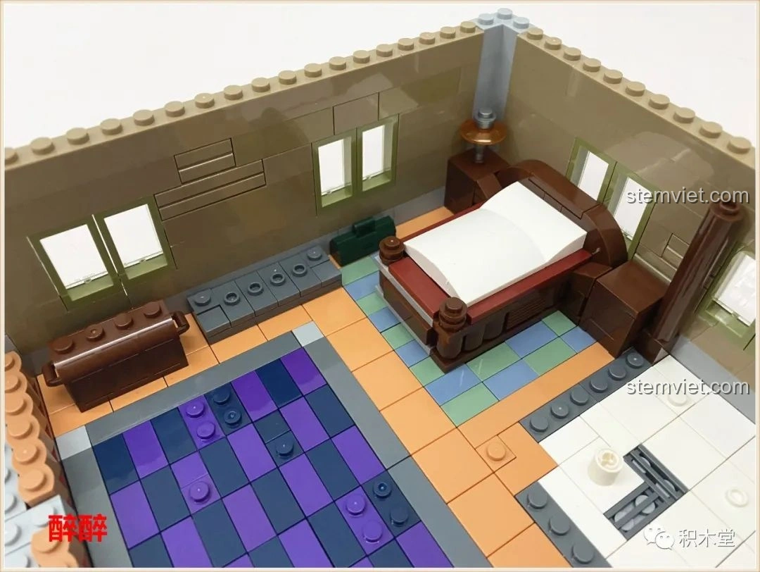 Góc treo mũ và áo khoác gần cửa ra vào trong tầng ba của bộ Panlos Brick 613001 Tòa nhà Sanctum Sanctorum Doctor Strange.